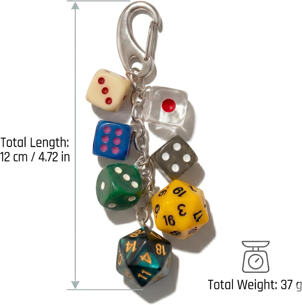 Y2K Aesthetic Dice Keychain for Women & Men, Trendy Bag Charm Gift