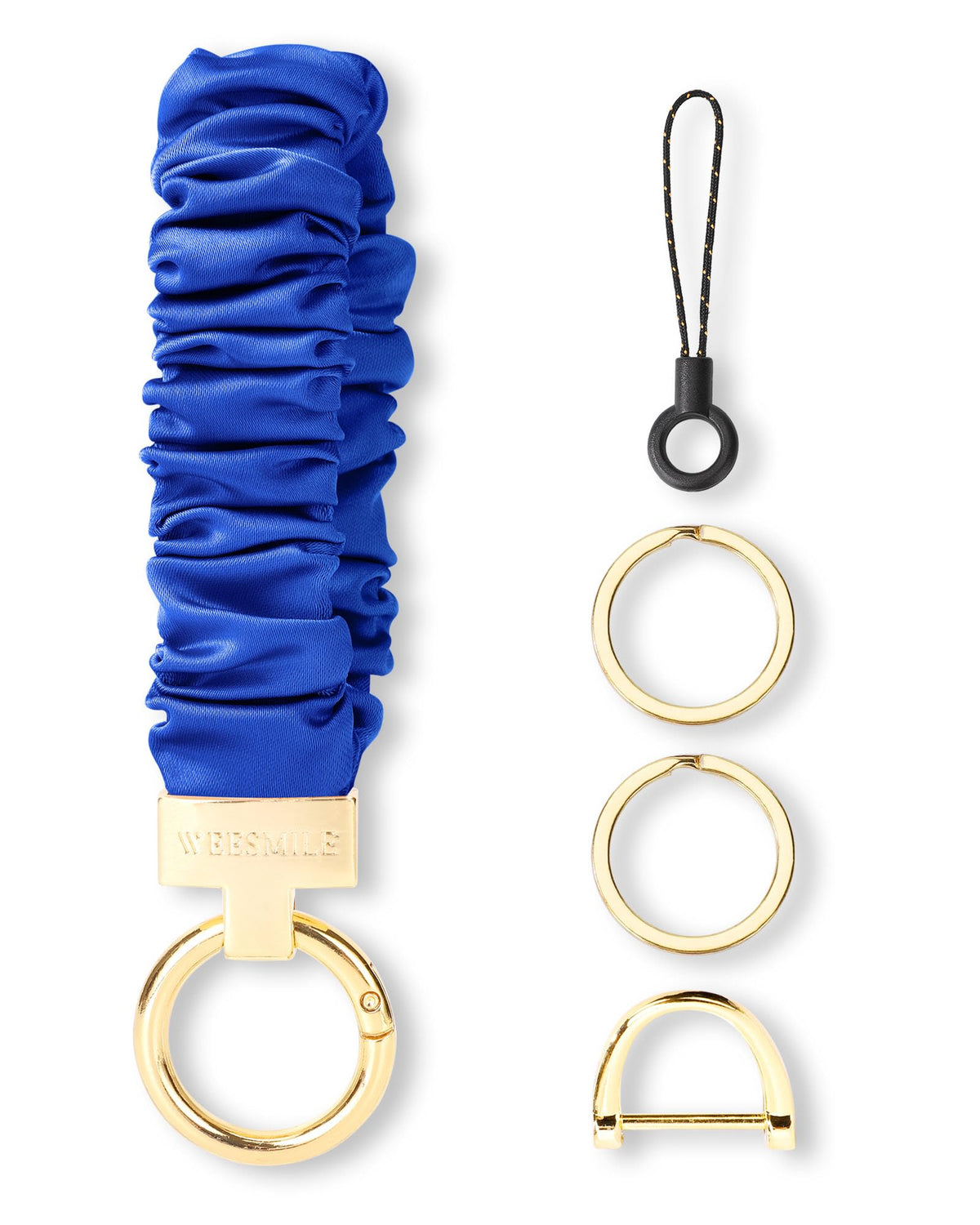WEESMILE Scrunchie Keychain Wristlet for Car Key Chain with D Key Ring