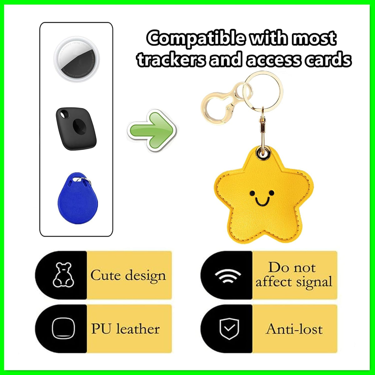 Leather Keychain holder Protective Case Compatible with Apple AirTag