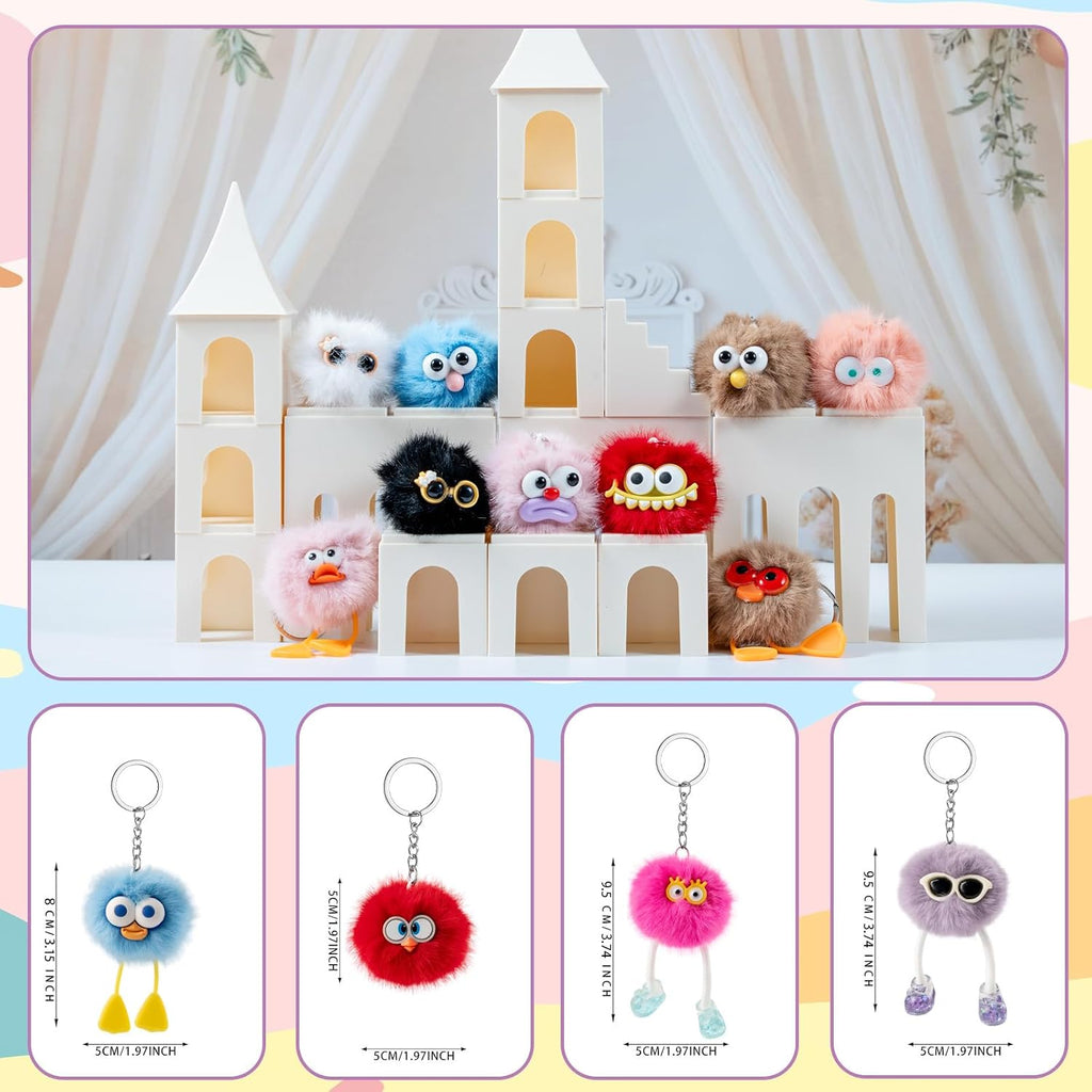 OMyFav 36 PCs Plush Keychains - Cute Keychain Bulk Back to School Gifts Fuzzy Keychain for Birthday Party Favors Goodie Bags Stuffers for Kids Classroom Prizes Treasure Box Prizes Backpack Charms