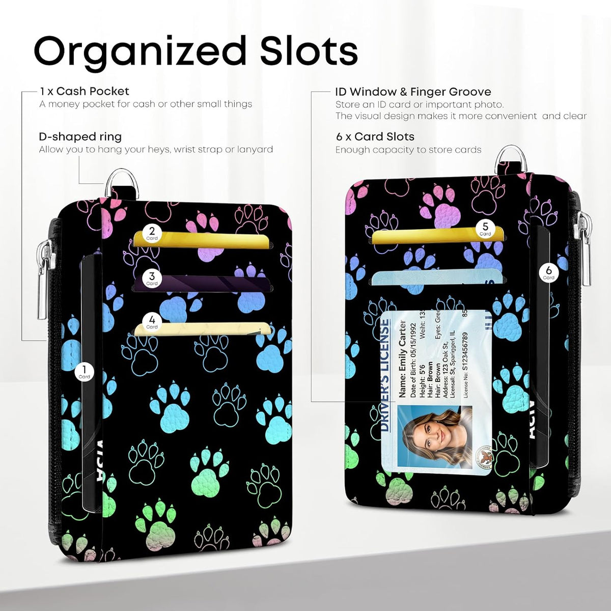 Footprints Credit Card Holder Small Wallet for Women