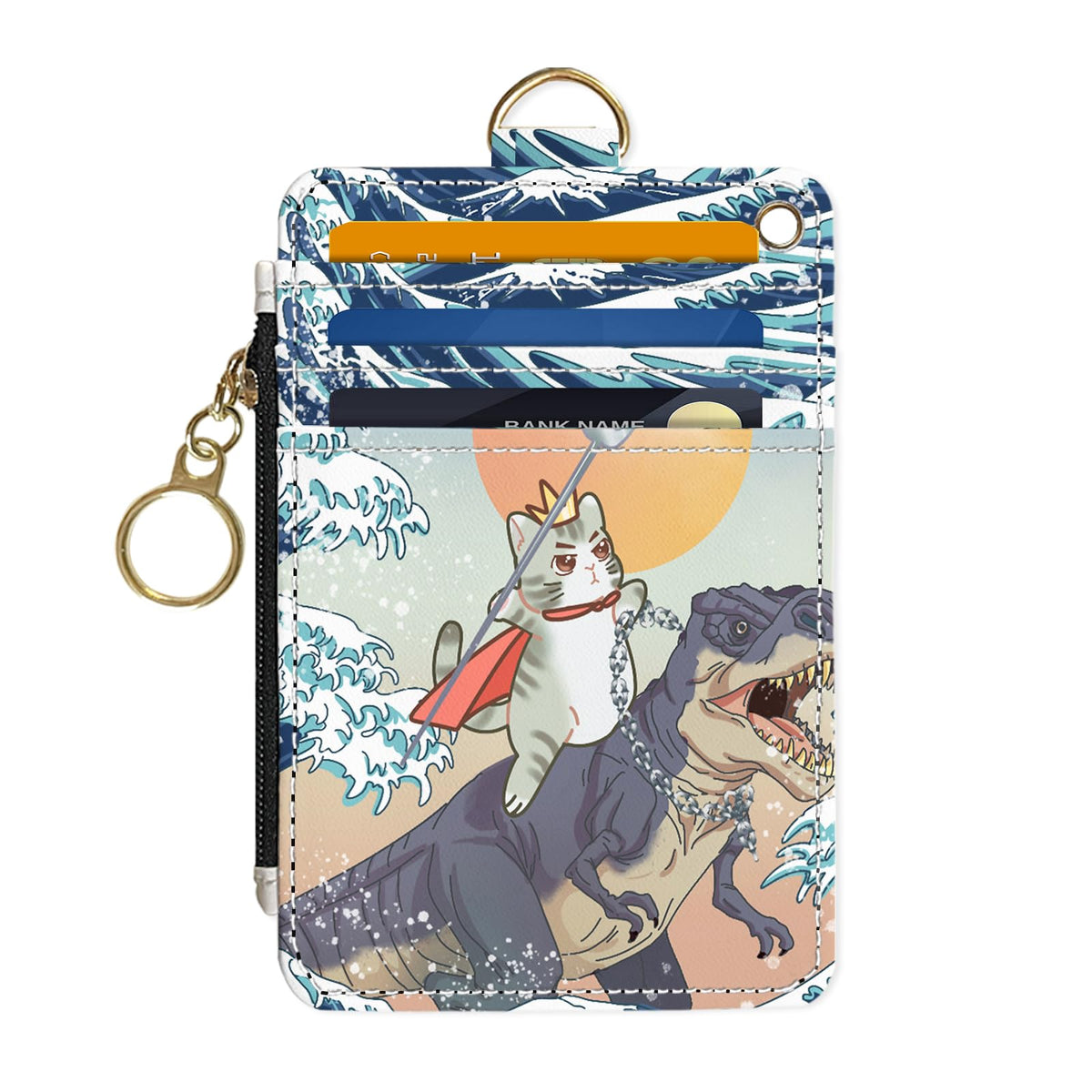 Slim Wallet Credit Card Holder,Three sea turtles, RFID Wallet Women Cute Small Front Pocket Wallet With Zipper, PU Leather Thin travel RFID Blocking Card Case ID Window,Ladies Gifts
