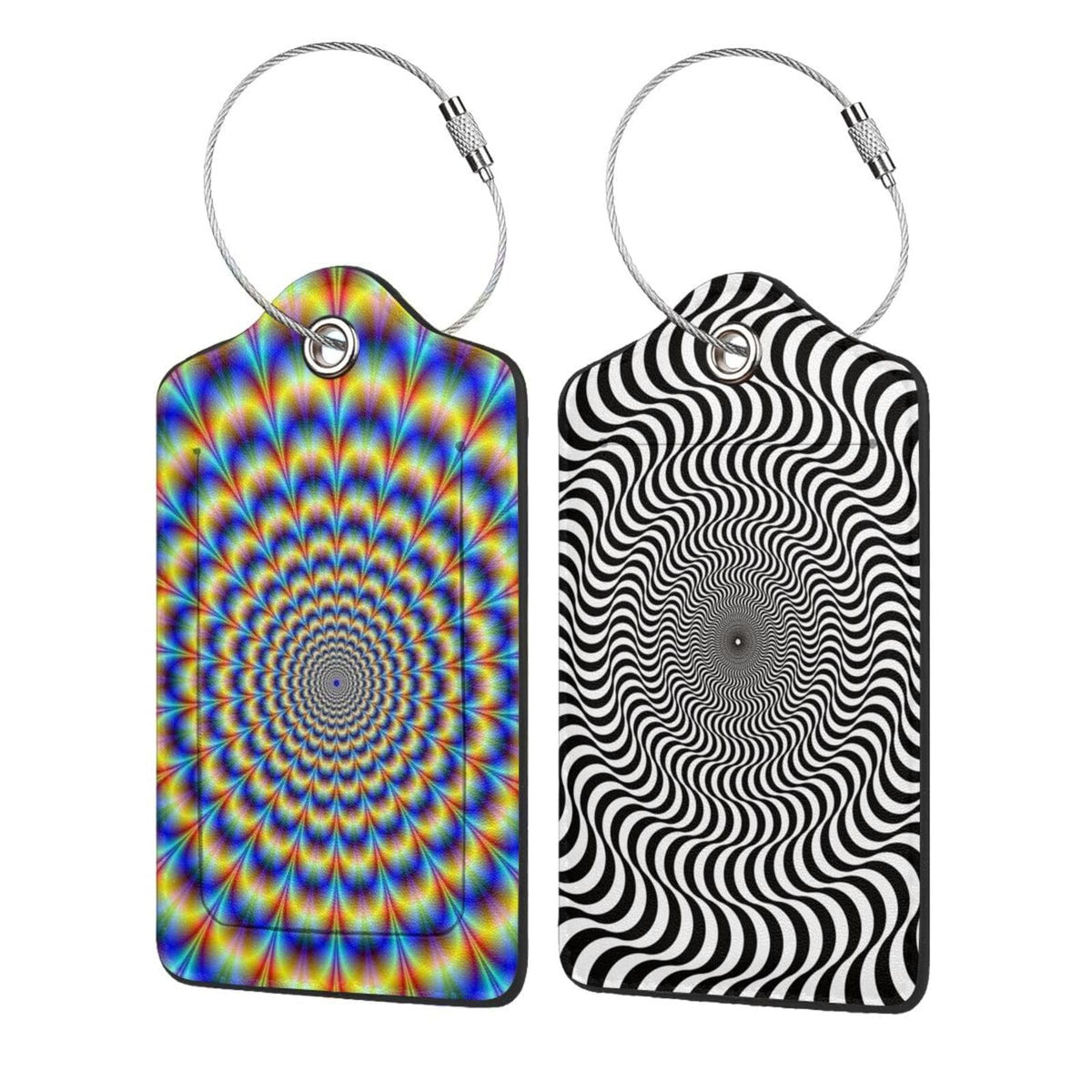 2P Black White Plaid Lines Race Grid Checkered Flag Luggage Tags Privacy Cover ID Label with Stainless Steel Loop and Address Card for Travel Bag Suitcase Funny Cute Man Women Kids