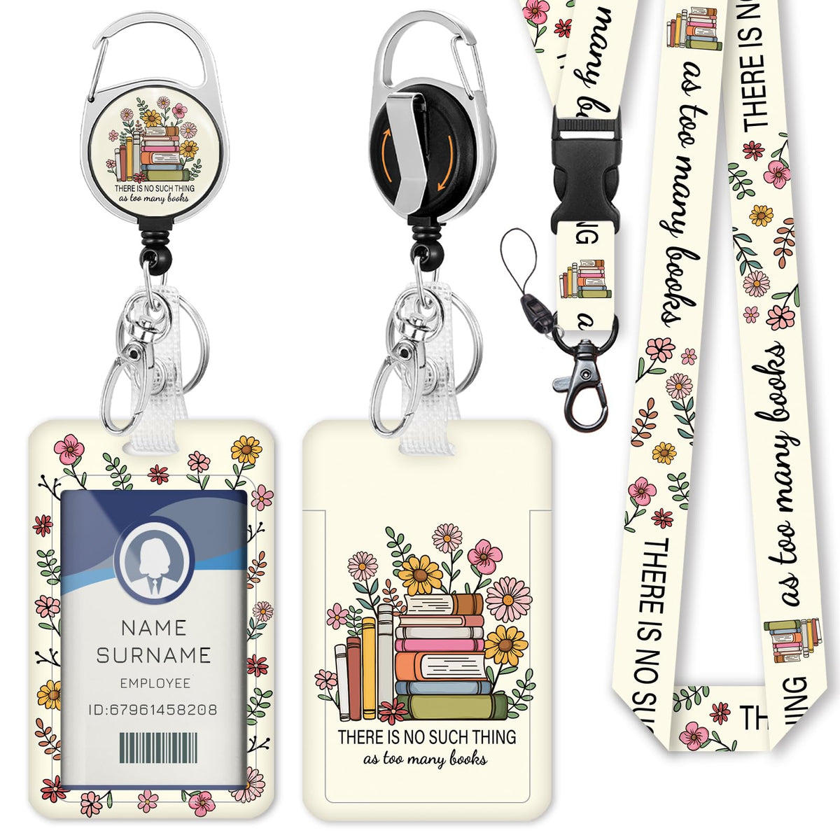 Gctriki Ocean Lanyards for ID Badges, Badge Holder Retractable Reel Clip