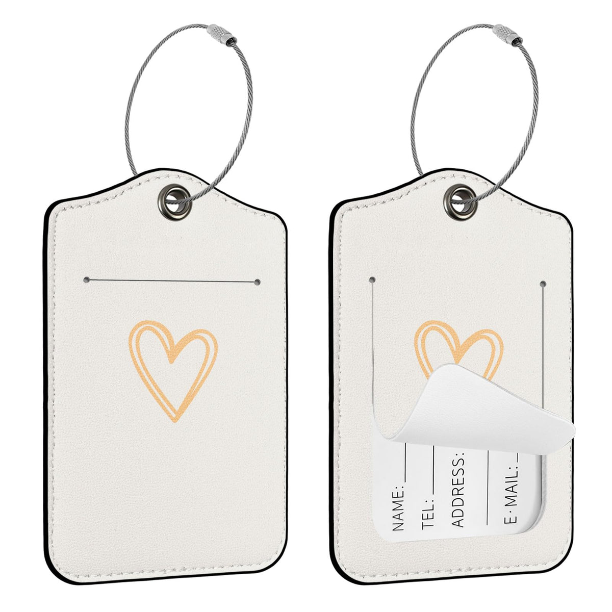 Seorsok 2Pcs Luggage Travel Tags for Suitcases,Cute Color Grids Checkered PU Leather Name Tag with Privacy Cover&ID Label Address Card and Durable Metal Ring Suitable for Men Women Handbags Backpack