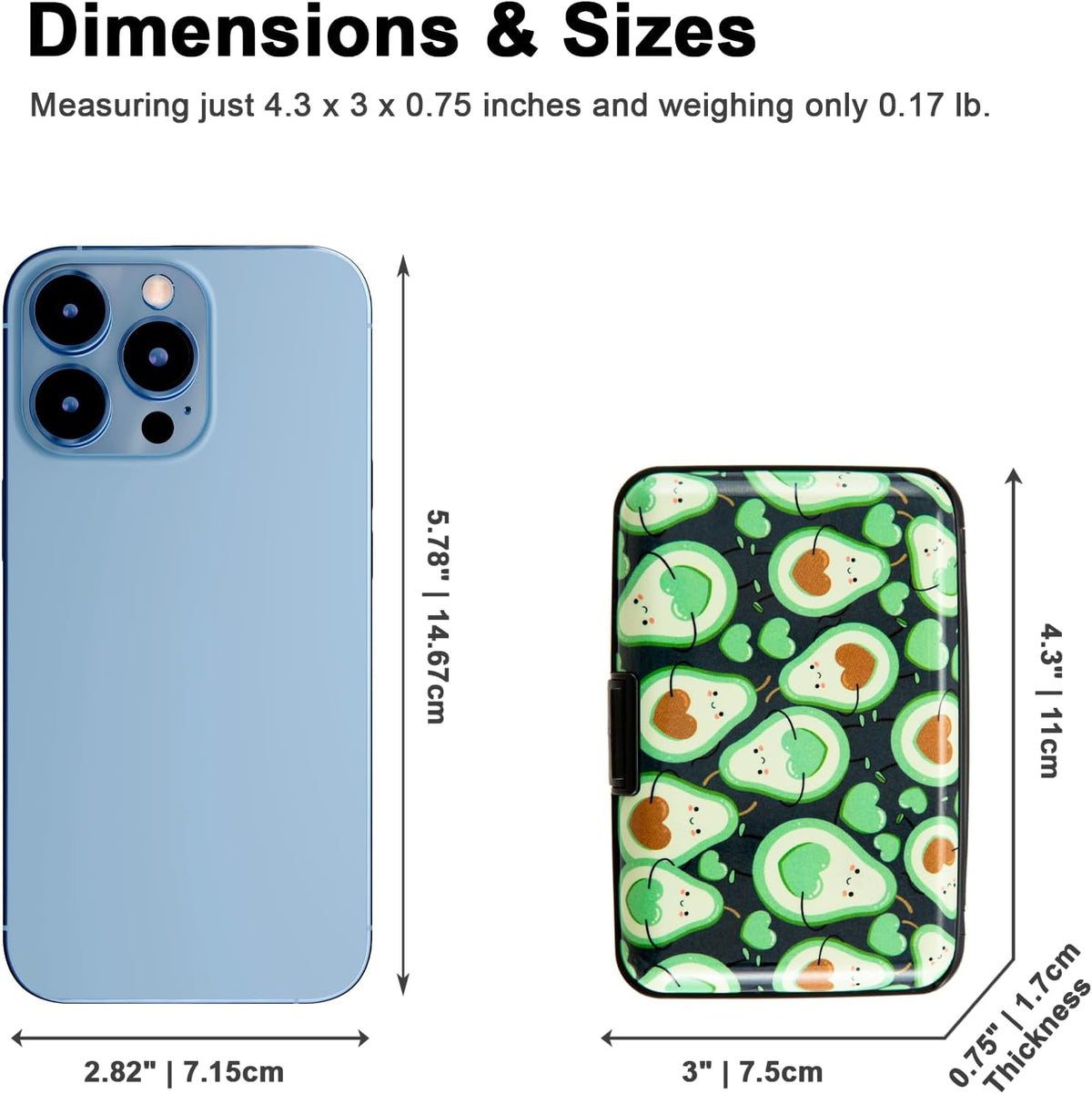 Credit Card Holder, Metal Card Wallet RFID Blocking Mini Slim Aluminum Business Hard Card Case for Women Men (Cartoon Avocado)