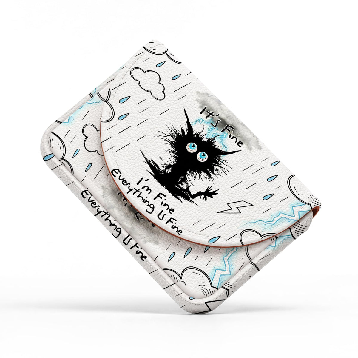 Business Card Holder，PU Leather Business Card Case Wallet Black Cat Floral