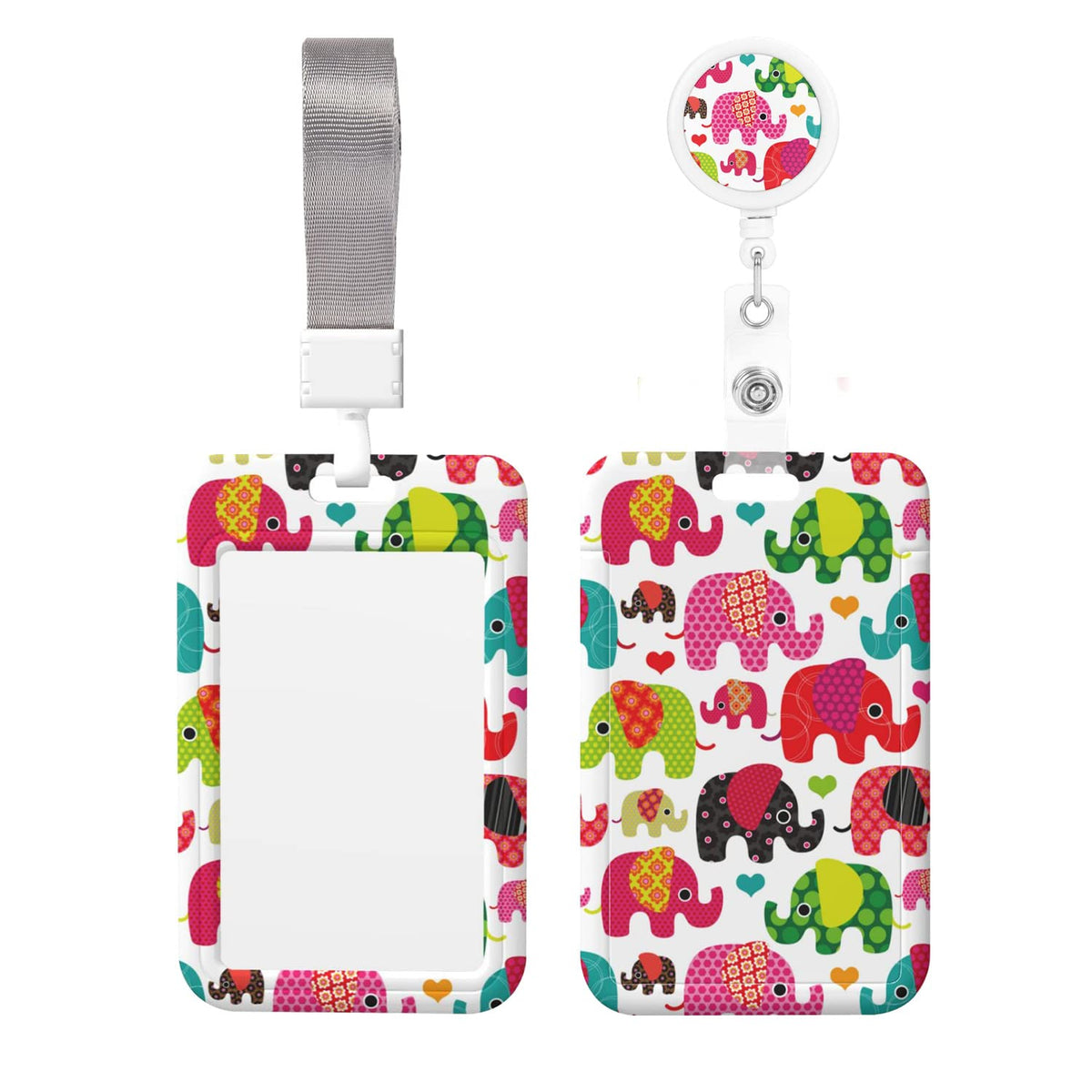 ID Badge Holder with Breakaway Lanyard and Retractable Badge Reel Clip,Cartoon Bees and Flowers Card Name Tag Lanyard Vertical ID Protector Badge Clips for Nurse Nursing Doctor Teacher