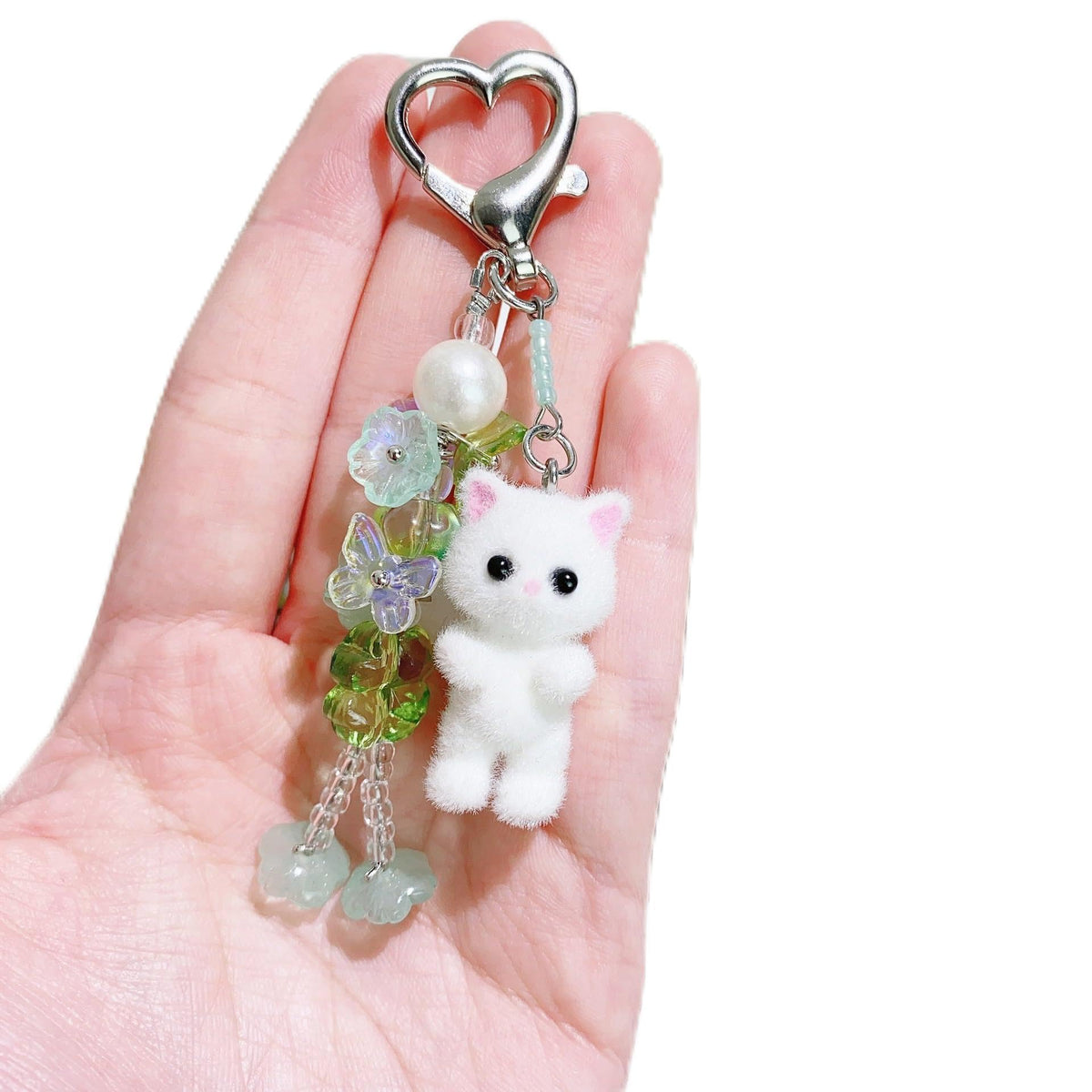 Cute Pink Fuzzy Cat Aesthetic Y2K Stylish Keychains