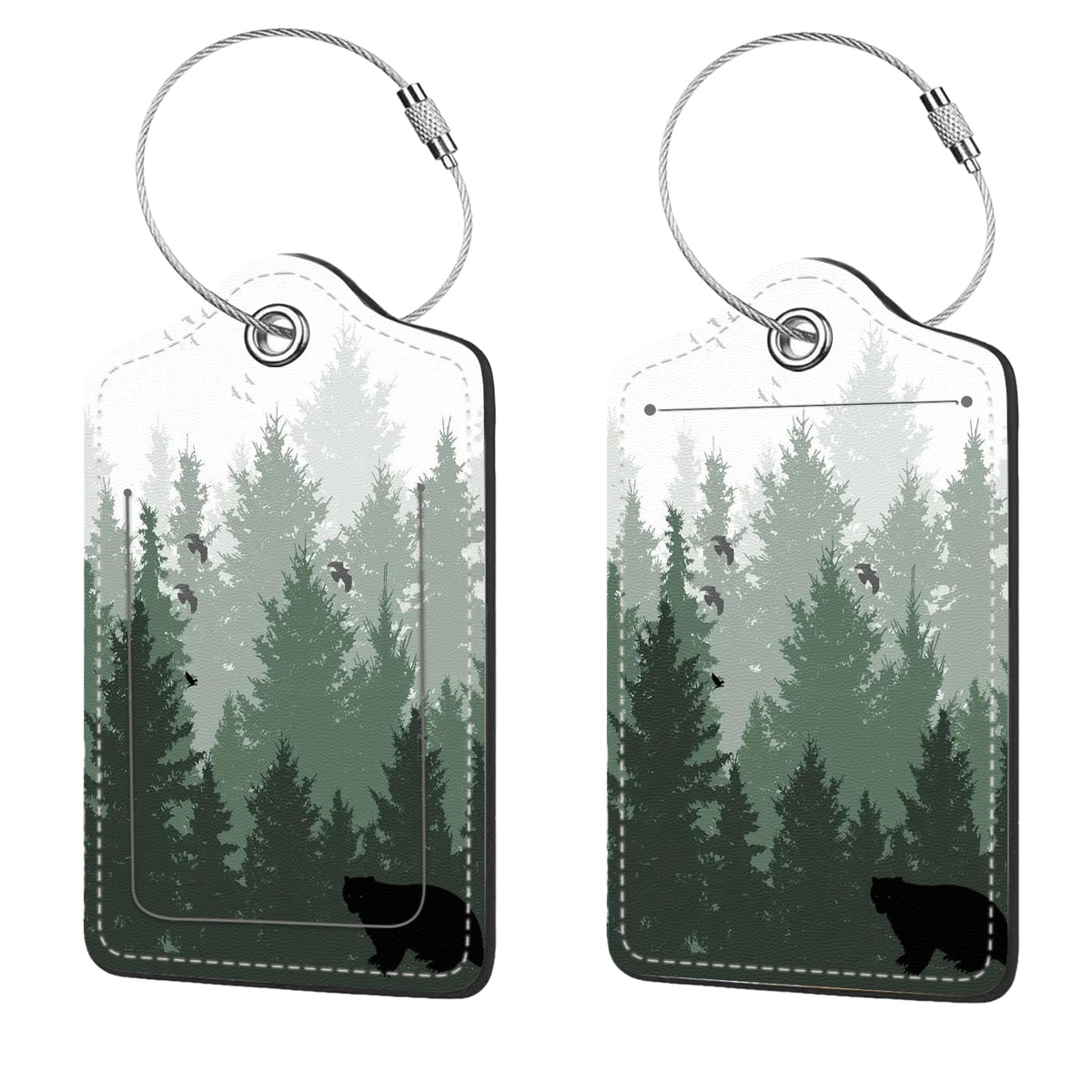 2 Pcs Luggage Tags for Suitcase, Cute Unique PU Leather Travel Bag Tag with Privacy Cover ID Label Address Card and Durable Metal Ring Suitable for Men Women Children Backpack,Flamingos