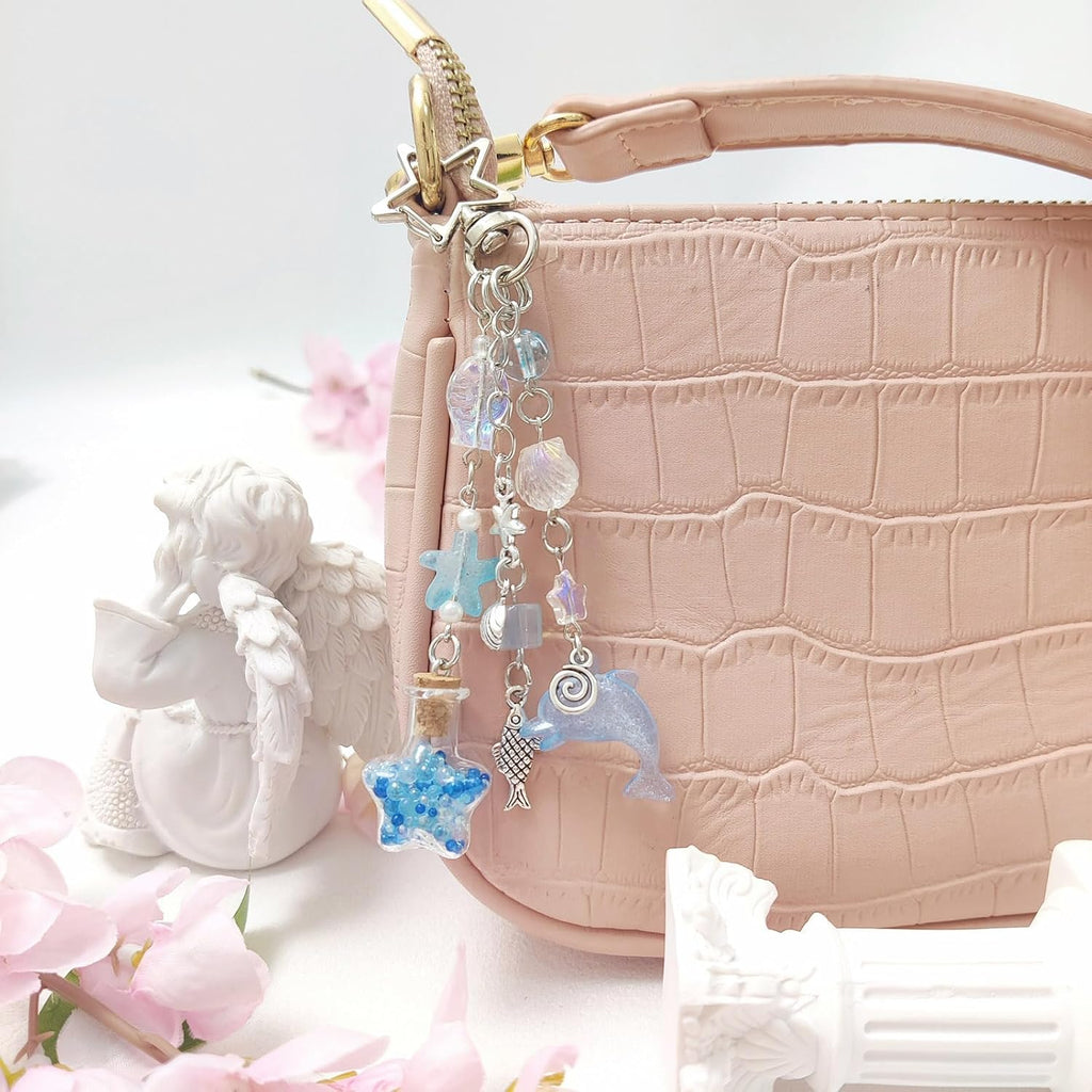 cioatu Y2K Aesthetic Keychains for Women Cute Flowers Star Cake Jellyfish Keychins Charms Kawaii Bag Purse Decor