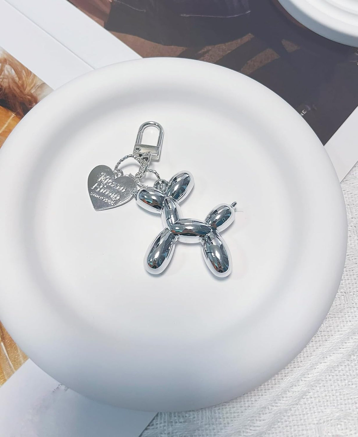 LAEKOU Jelly Balloon Dog Keychain for Women, Cute Bag Charms Key Chain