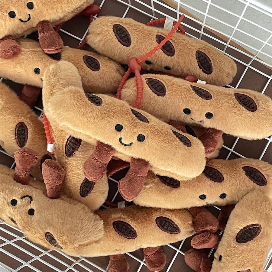 Cute Happy Smiling Bread Croissant Baguette Keychain Lucky Good Luck Positive Energy Key Chain Ring Bag Pendant