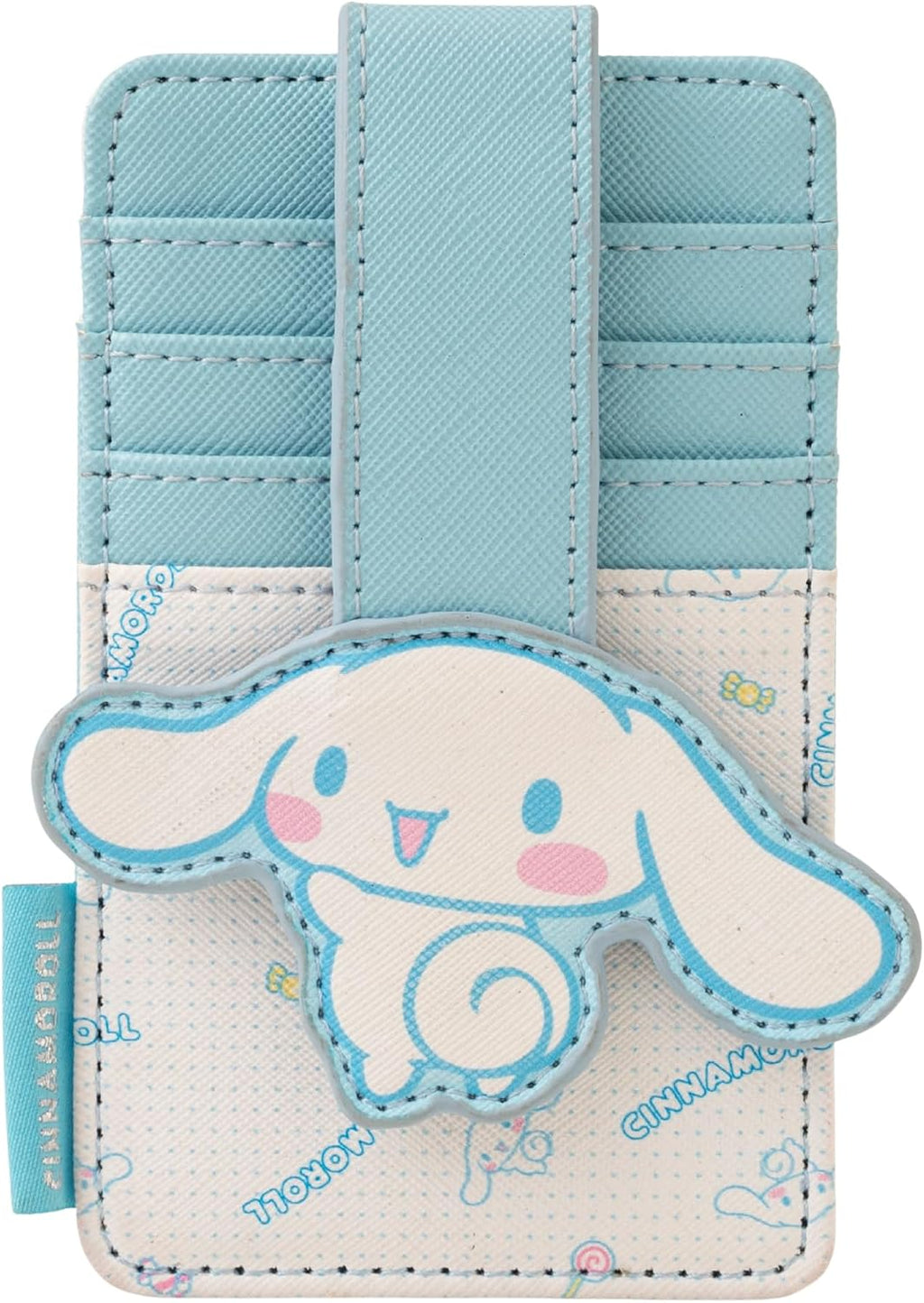Slim Kitty Friends RFID Blocking Credit Cards Holder Wallet Japanese Cute Characters with Window ID Slot (Cinnamoroll's Sky Blue)