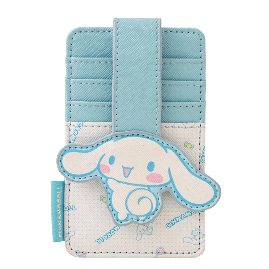 Slim Kitty Friends RFID Blocking Credit Cards Holder Wallet Japanese Cute Characters with Window ID Slot (Cinnamoroll's Sky Blue)