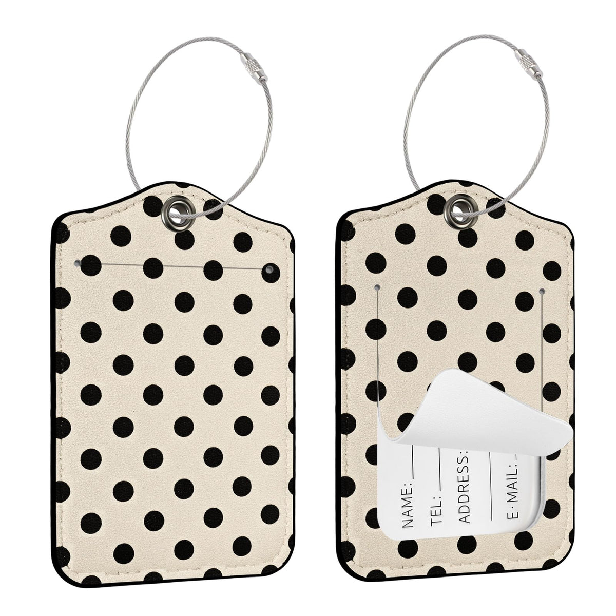 Seorsok 2Pcs Luggage Travel Tags for Suitcases,Cute Color Grids Checkered PU Leather Name Tag with Privacy Cover&ID Label Address Card and Durable Metal Ring Suitable for Men Women Handbags Backpack