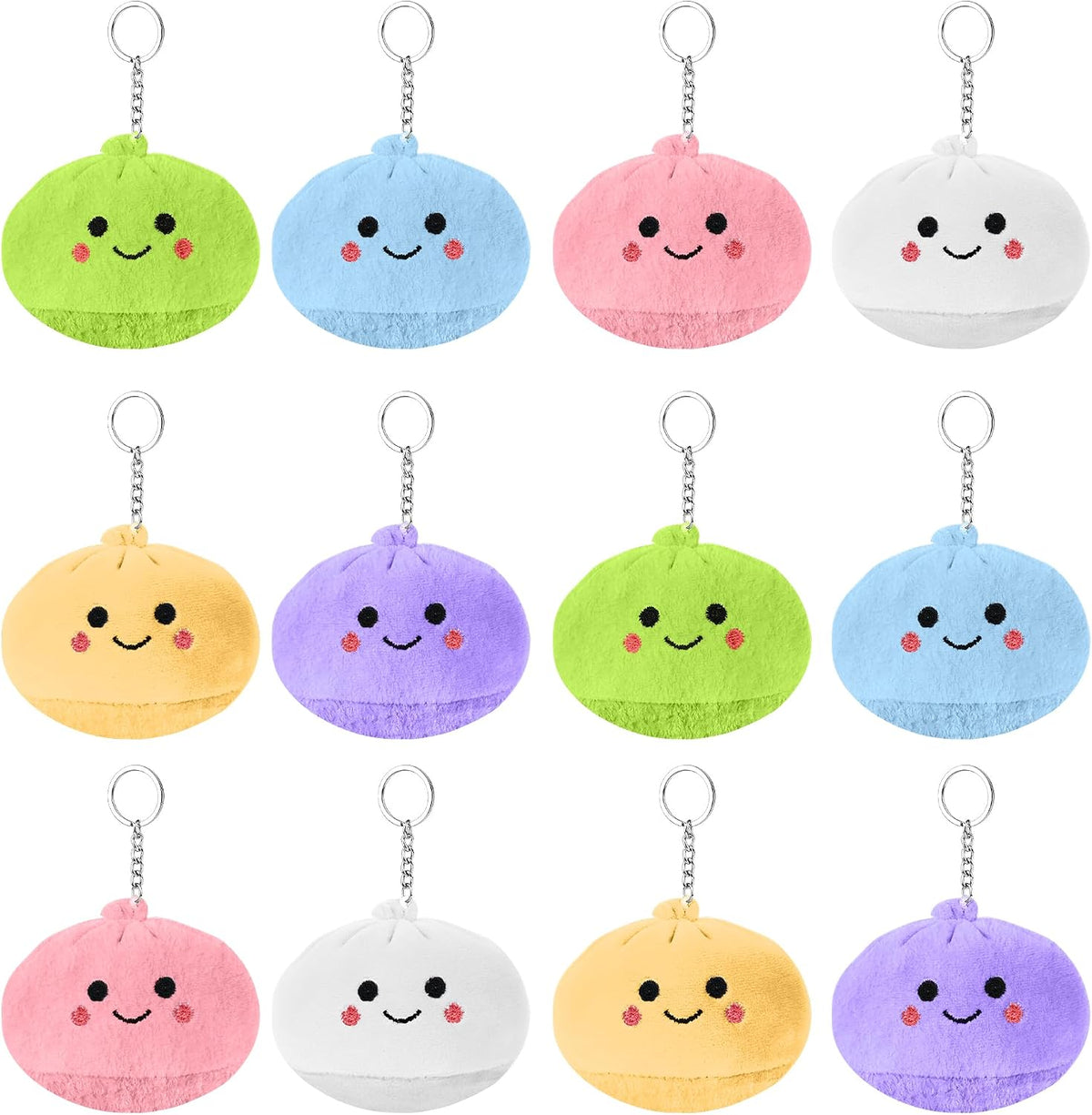 Ulema 12 Pack Kawaii Cute Dumpling Keychains, Party Favors Supplies,Kawaii Dumpling Backpack Charms for Purse, Birthday Gifts & Goodie Bag Fillers.