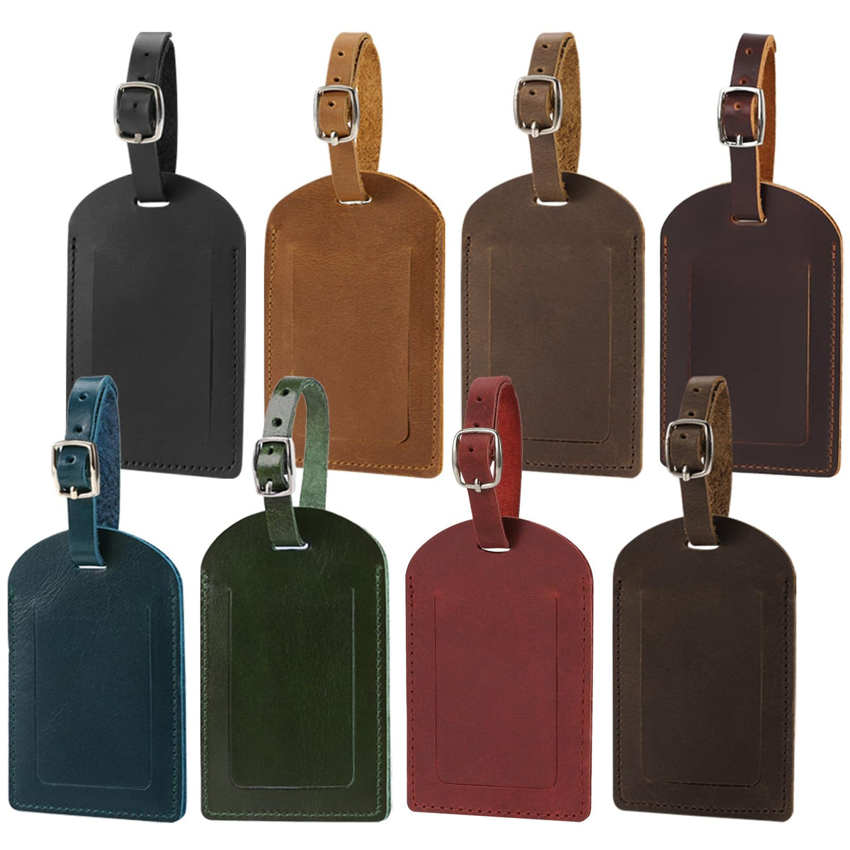 Ringsun Genuine Leather Luggage Tag for Suitcases ID Tags Bag Tags for Luggage (2 Pack)