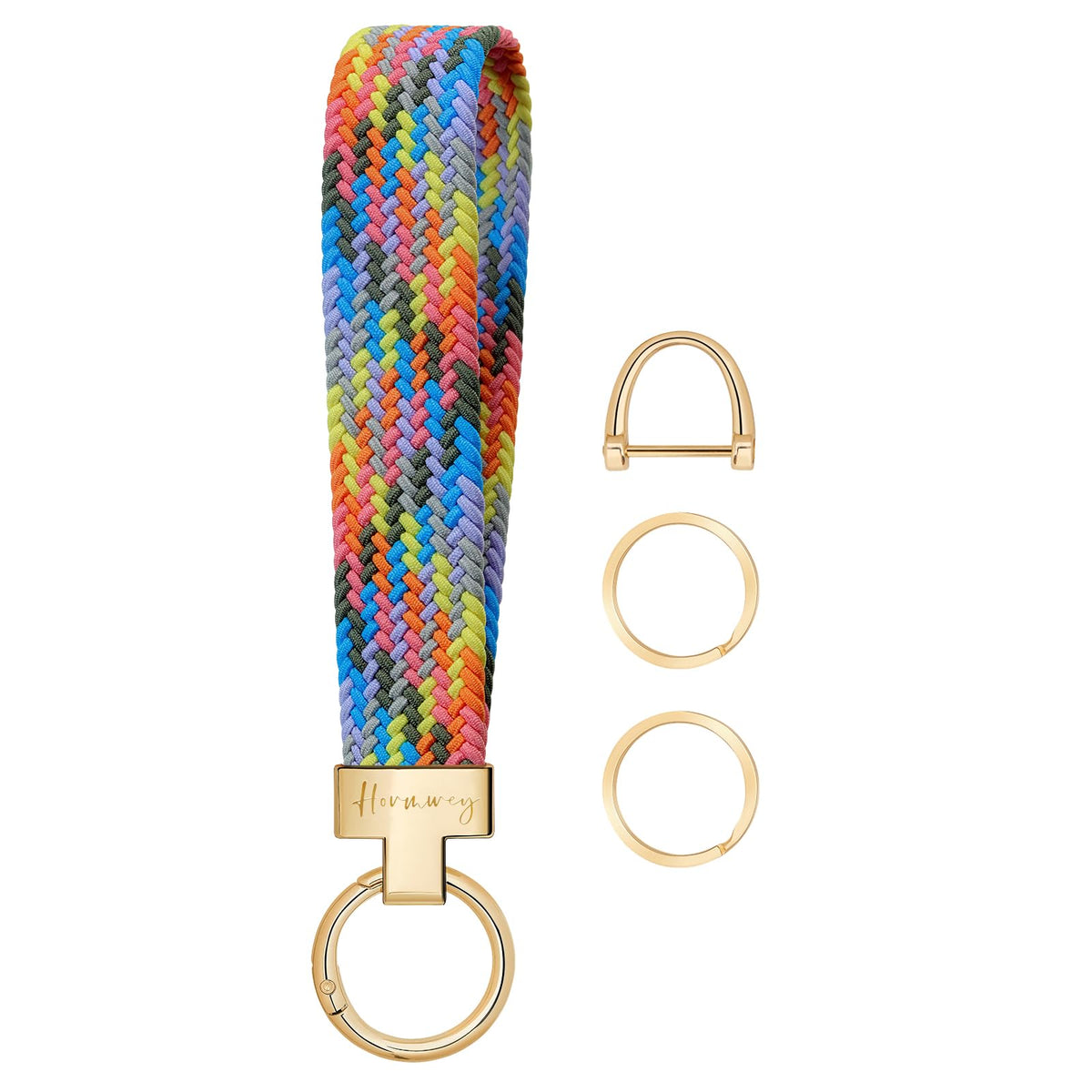 Hovmwey Elastic Wristlet Keychain for Women Men, Cute Car Key Chain, Braided Wrist Strap Lanyard for Keys ID Badges