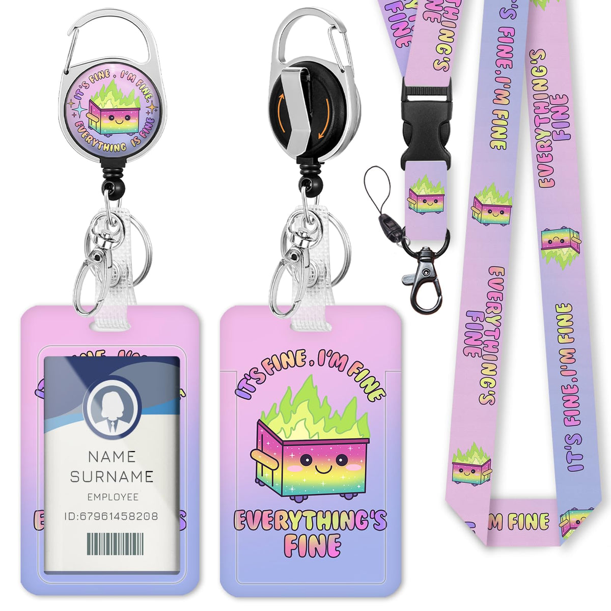 Gctriki Ocean Lanyards for ID Badges, Badge Holder Retractable Reel Clip