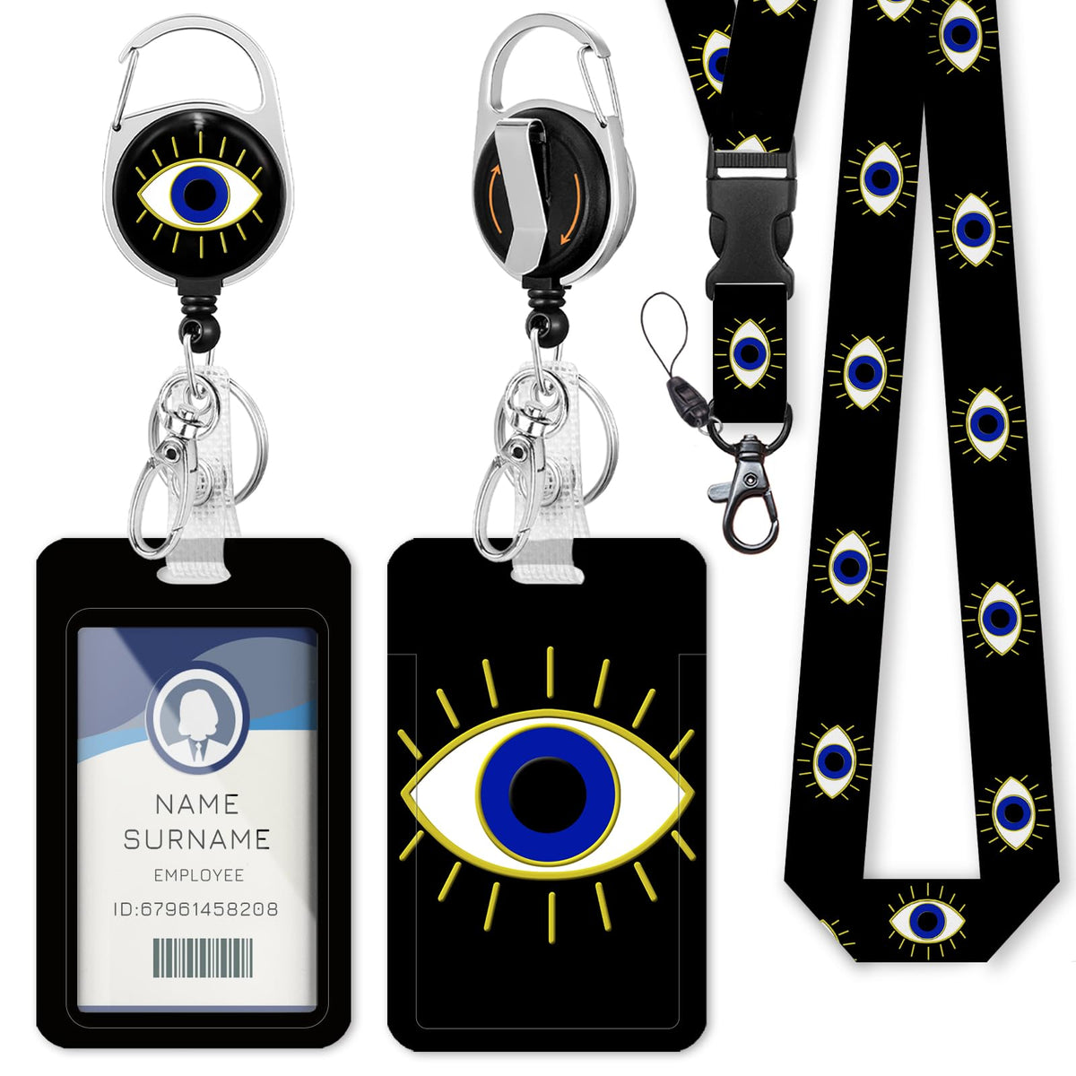 Gctriki Ocean Lanyards for ID Badges, Badge Holder Retractable Reel Clip