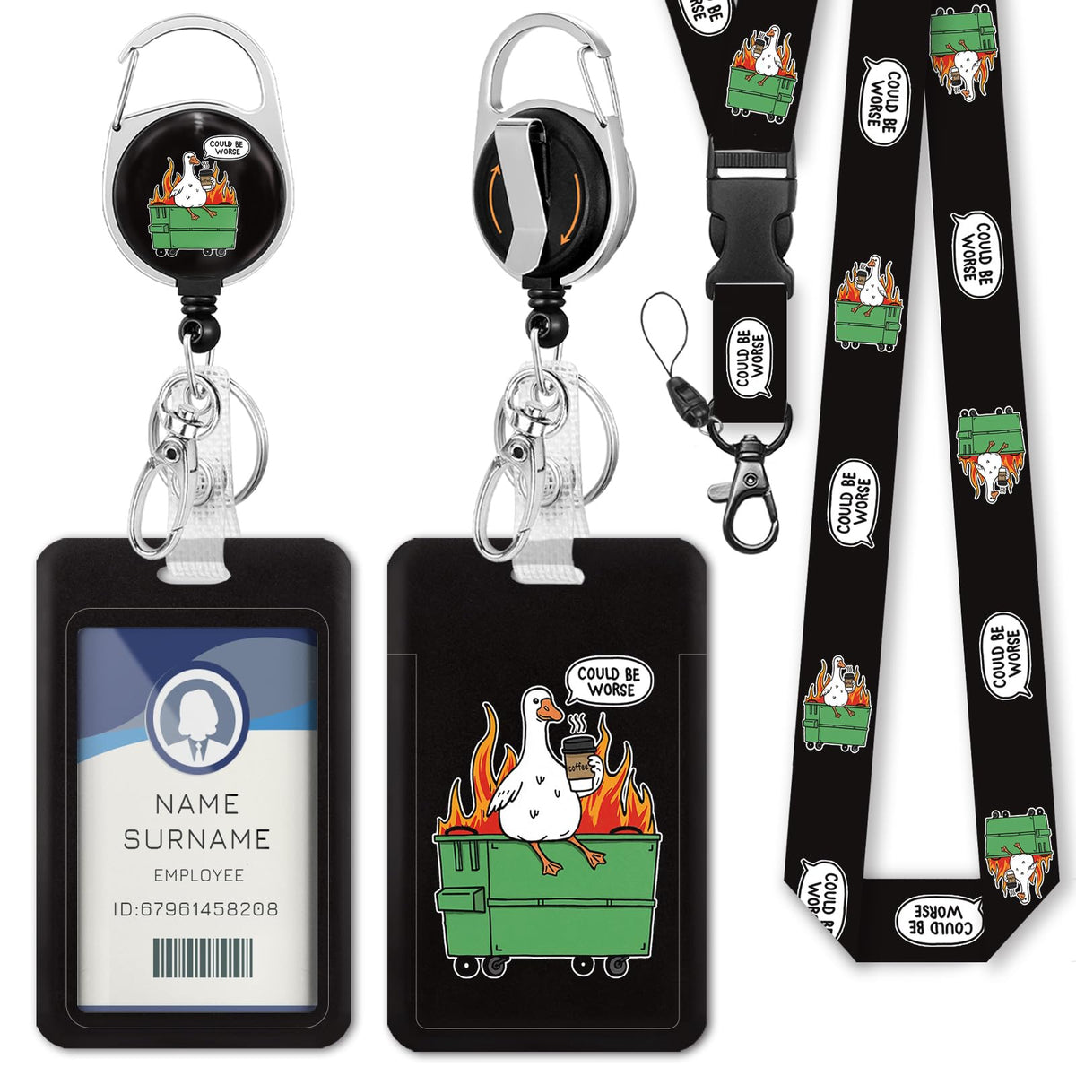 Gctriki Ocean Lanyards for ID Badges, Badge Holder Retractable Reel Clip