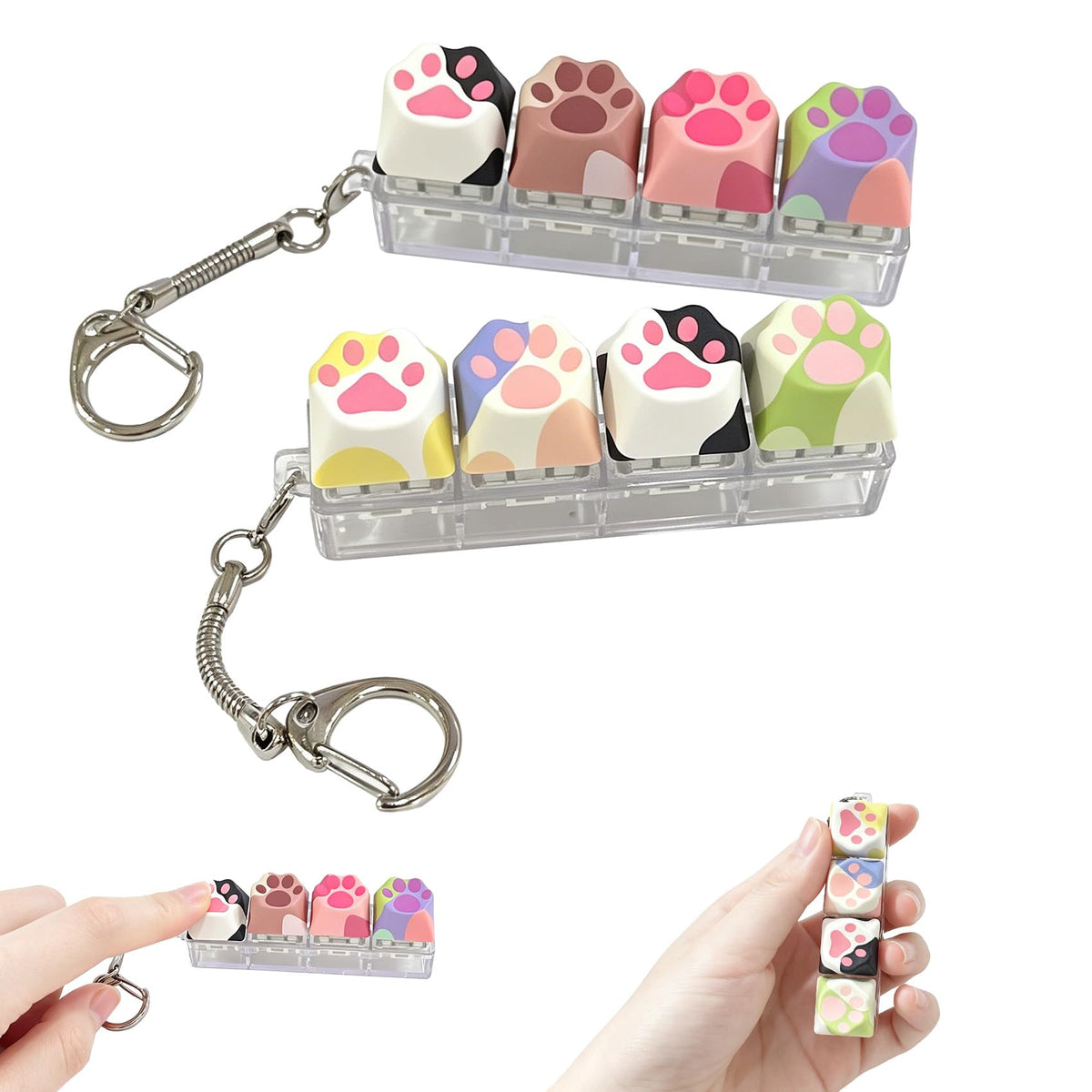 Cute Cat Keyboard Fidget Toy,Crisp Sound,Stress Relief Fidget Clicker Keychain,Creative Keycap Button, for Adults at Work, Travel, Home – Anxiety Relief & Focus Boost (Cat)