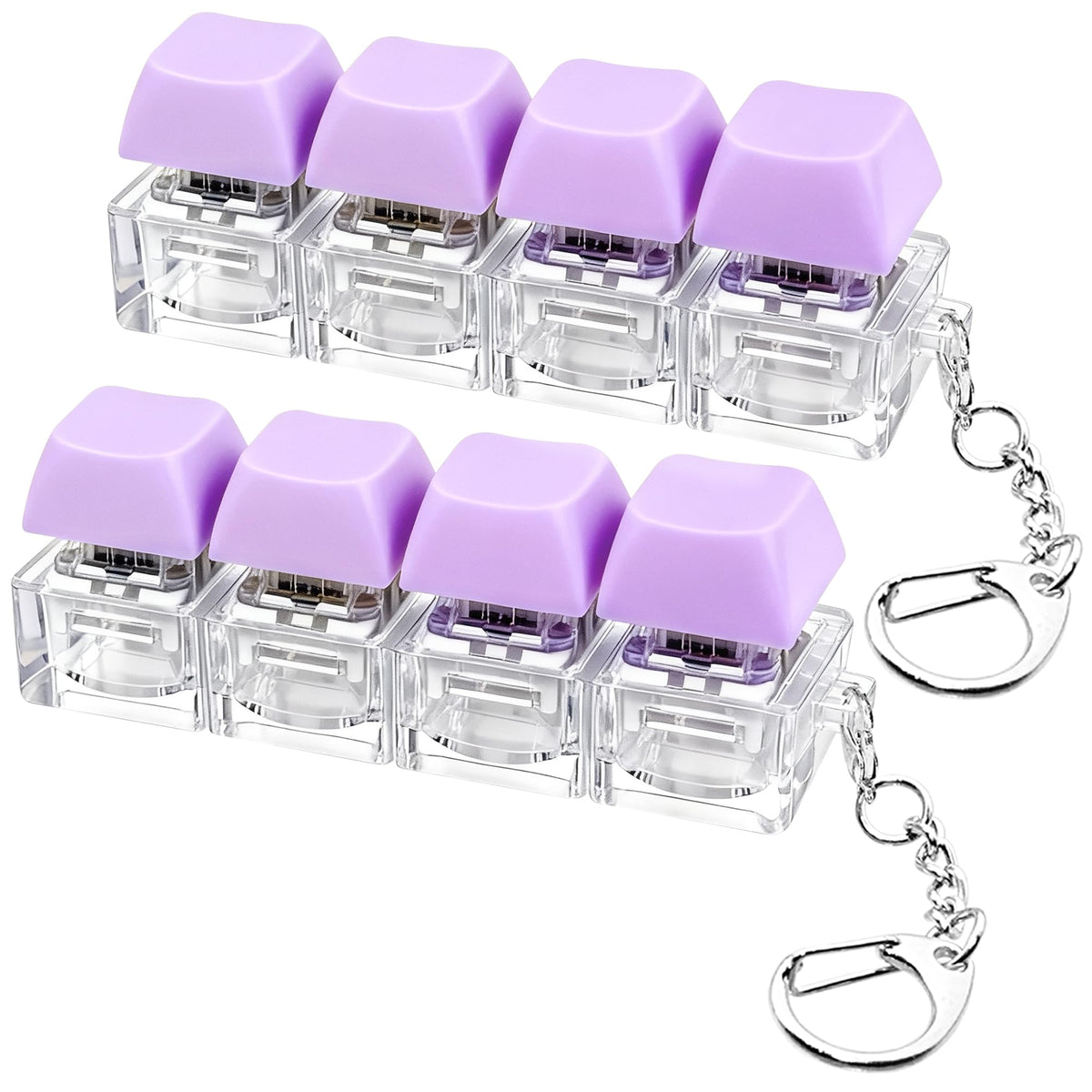 2 PCS Keyboard Fidget Toy, Keyboard Fidget Keychain 4-in-1 Keyboard Decompression Button Finger Clicker Toys, Button Stress Relief Fidget Gifts to Relief Stress (Purple Blue Pink Orange)
