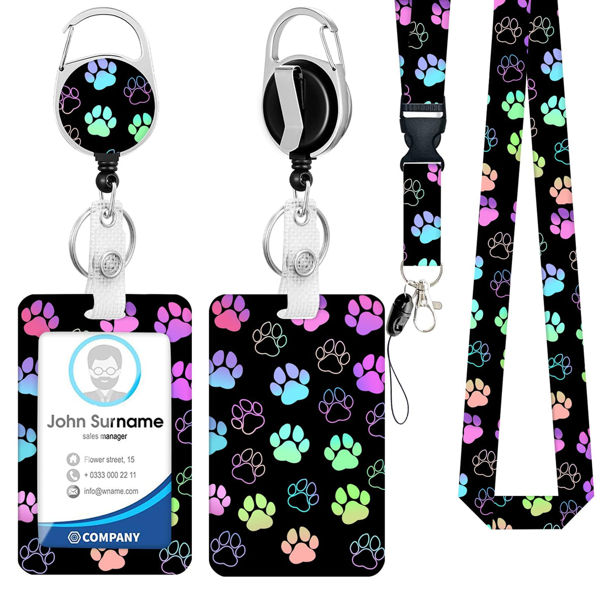 Cute Cartoon Happy Capybaras Breakaway Lanyard for ID Badges with Heavy-Duty Retractable Badge Reel & Carabiner, Adjustable Name Tag Holder for Teachers, Nurses, Students & Office Workers
