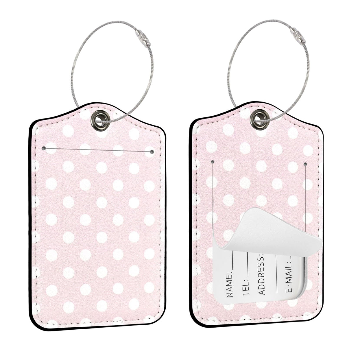 Seorsok 2Pcs Luggage Travel Tags for Suitcases,Cute Color Grids Checkered PU Leather Name Tag with Privacy Cover&ID Label Address Card and Durable Metal Ring Suitable for Men Women Handbags Backpack