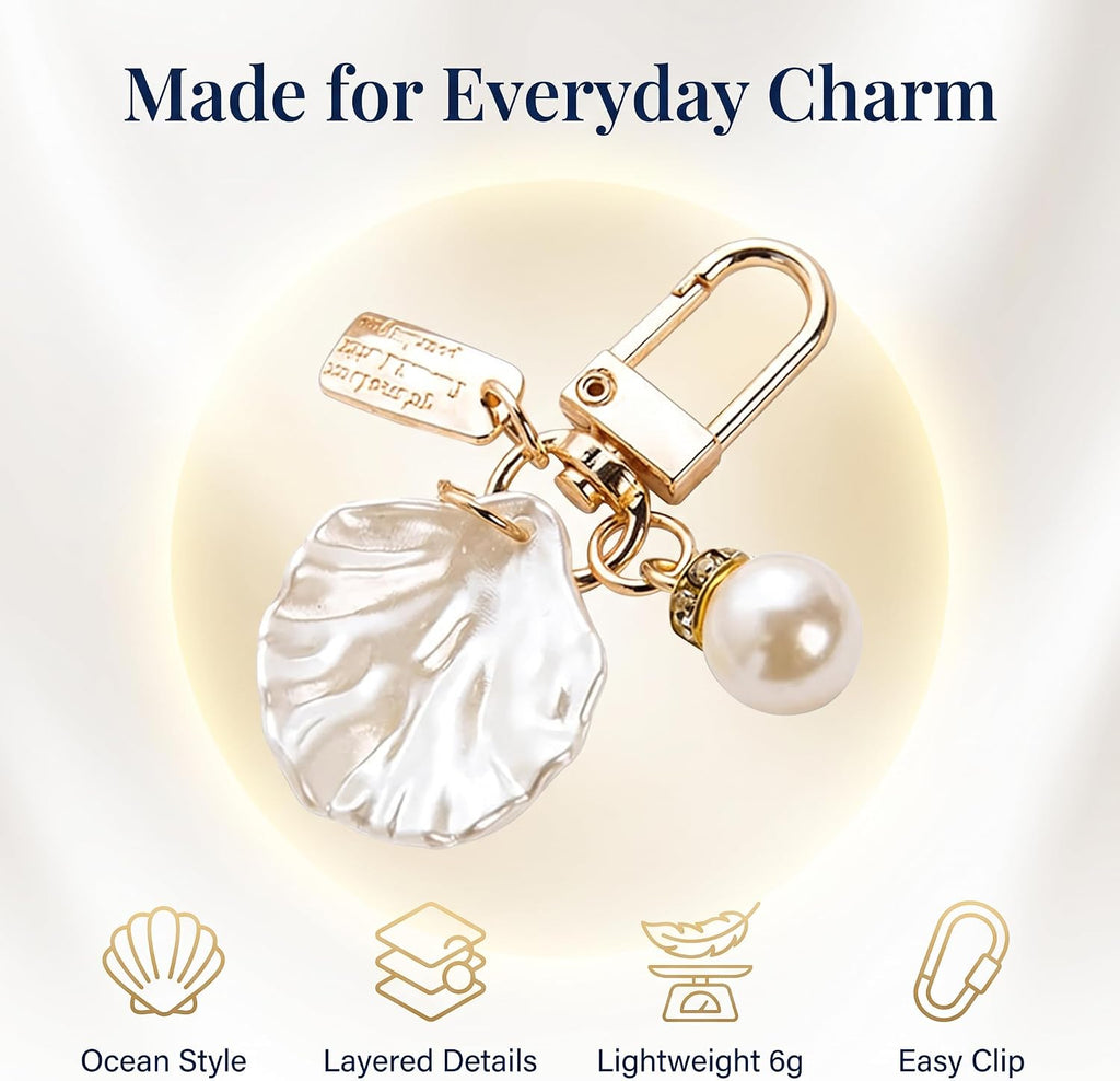 Gold Pendant Handbag Rhinestones Keychain Keyring Shell Purse Charm Crystal Pearl Keychains Car Ring Accessories