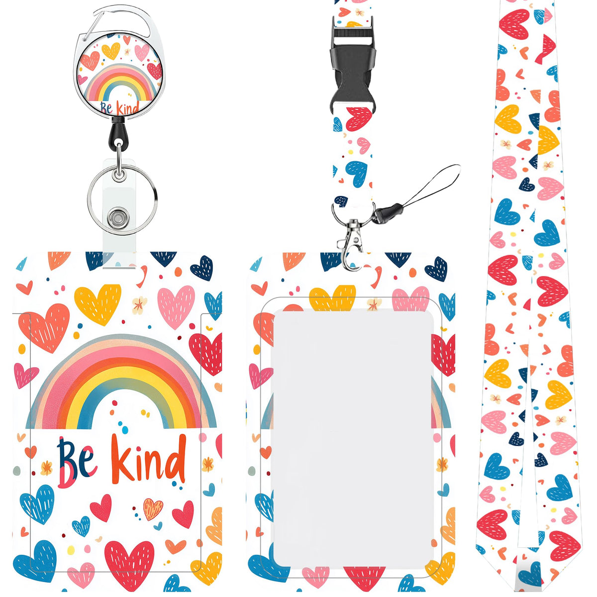 Cartoon Mushrooms Chickens Lanyards for ID Badges Retractable Removable Neck Lanyard with Badge Reel Vertical ID Work Badge Holder for Badge Holder Nurse Office Teacher