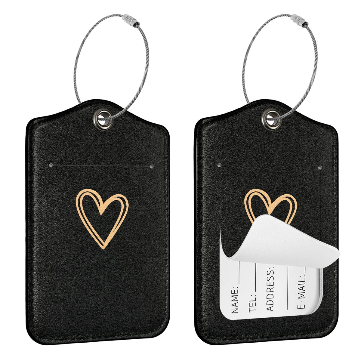Seorsok 2Pcs Luggage Travel Tags for Suitcases,Cute Color Grids Checkered PU Leather Name Tag with Privacy Cover&ID Label Address Card and Durable Metal Ring Suitable for Men Women Handbags Backpack