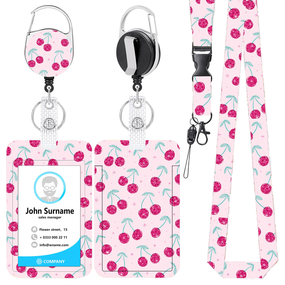 Funny Banana Badge Reel and Lanyard Set for Women, Retractable Badge Holder with Vertical ID Card Holder, Cute Cartoon Fruit Design, Fun Office Accessories Gift