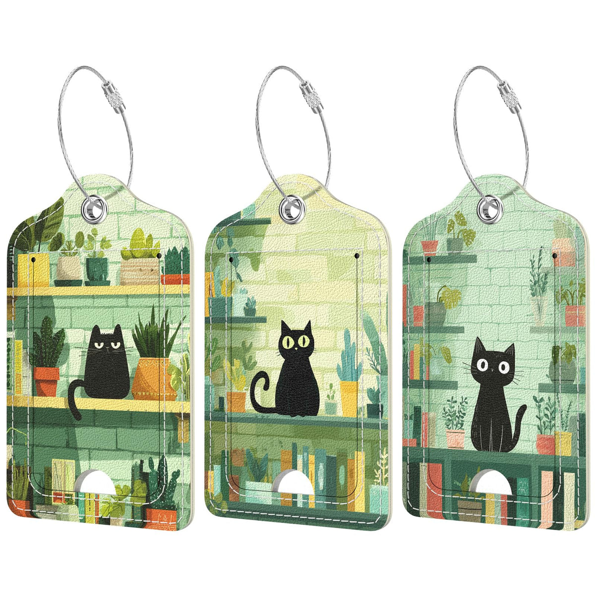 Rimilak 3 Pcs PU Leather Luggage Tags with Privacy Flap, Name ID Label