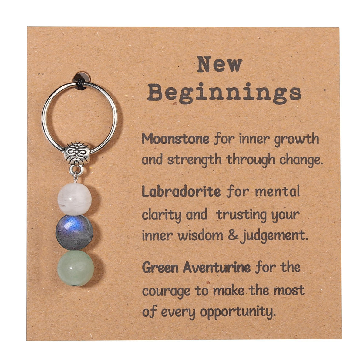 GINAZL Natural Crystals Keychain Gift for New Beginnings, New Beginnings Gifts for Coworker Anxiety Relief Keychain for Women