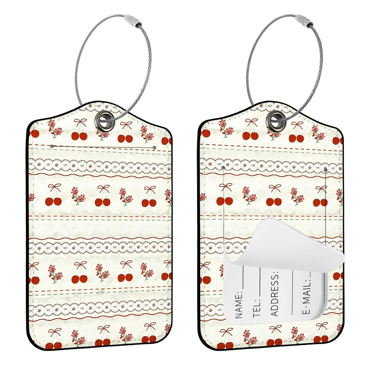 Seorsok 2 PCS Luggage Travel Tags for Suitcases,Cute Pink Leopard PU Leather Name Tag with Privacy Cover&ID Label Address Card and Durable Metal Ring Suitable for Men Women Handbags Backpack,Pink
