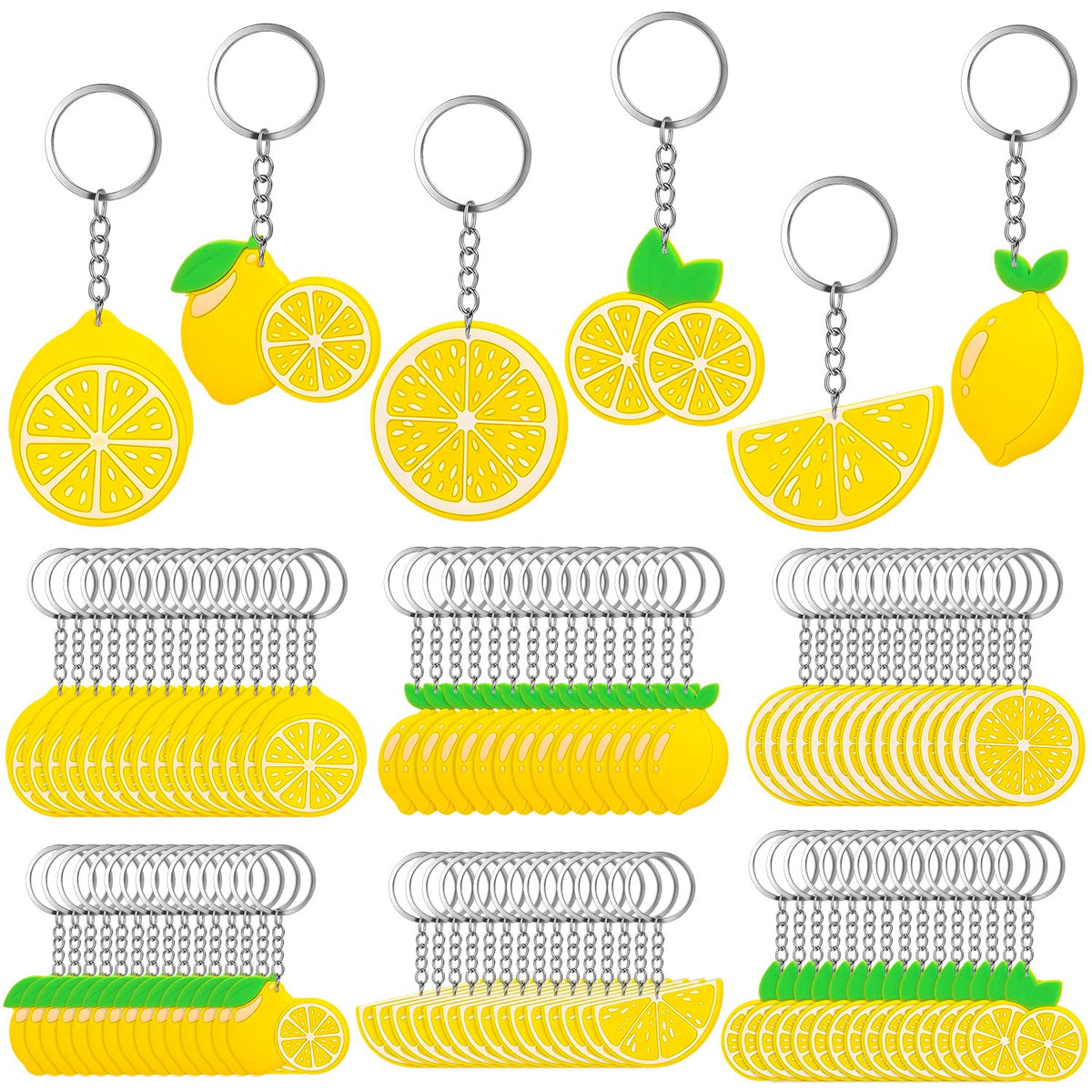 30Pcs Lemon Keychains Lemon Party Favors, Cute Summer Fruit Keychains