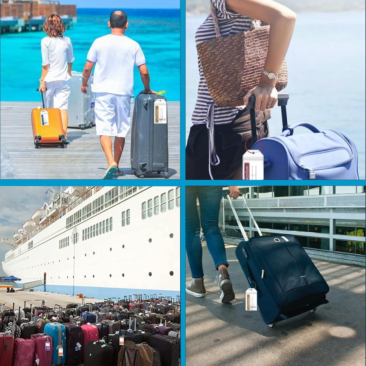 8 Pack Holland America Luggage Tag Holders, Zip Seal Clear Cruise Carnival Luggage Tag Holder with Steel Loops Fits All for Holland America & Carnival Cruise Essentials Must Haves (8)