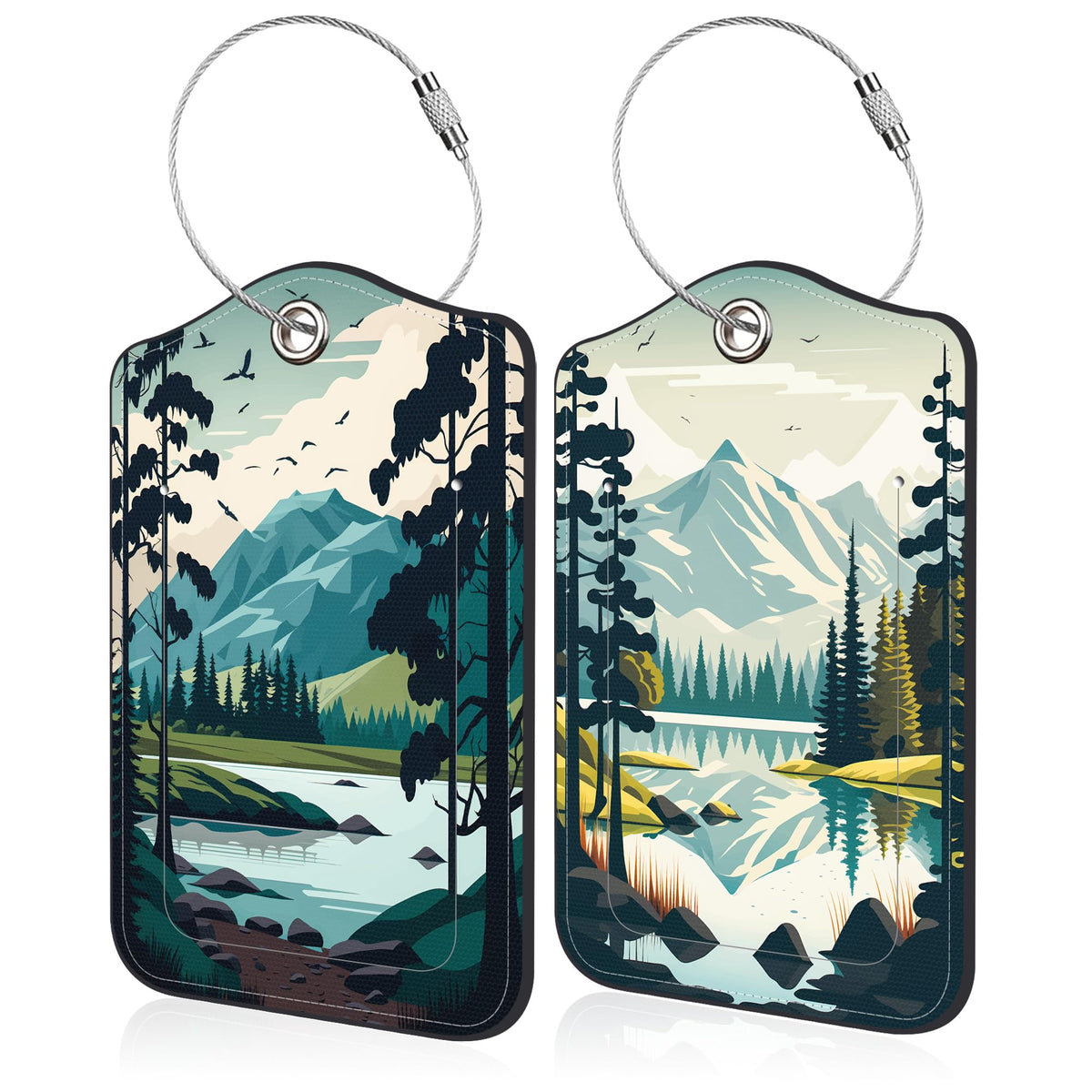 2 Pack Luggage Tag for Suitcase Funny Cat Passport Leather Travel Cruise Luggage Tag with Stainless Steel Loop Name ID Label Privacy Cover for Adults Teens Travel Bag Labels Set