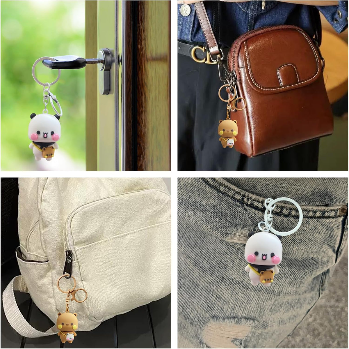 2PCS BuBuuu and Duduuu Cute Keychains,Mini Kawaii Cartoon Statue Figurine Key Chain for Women Girl Backpack