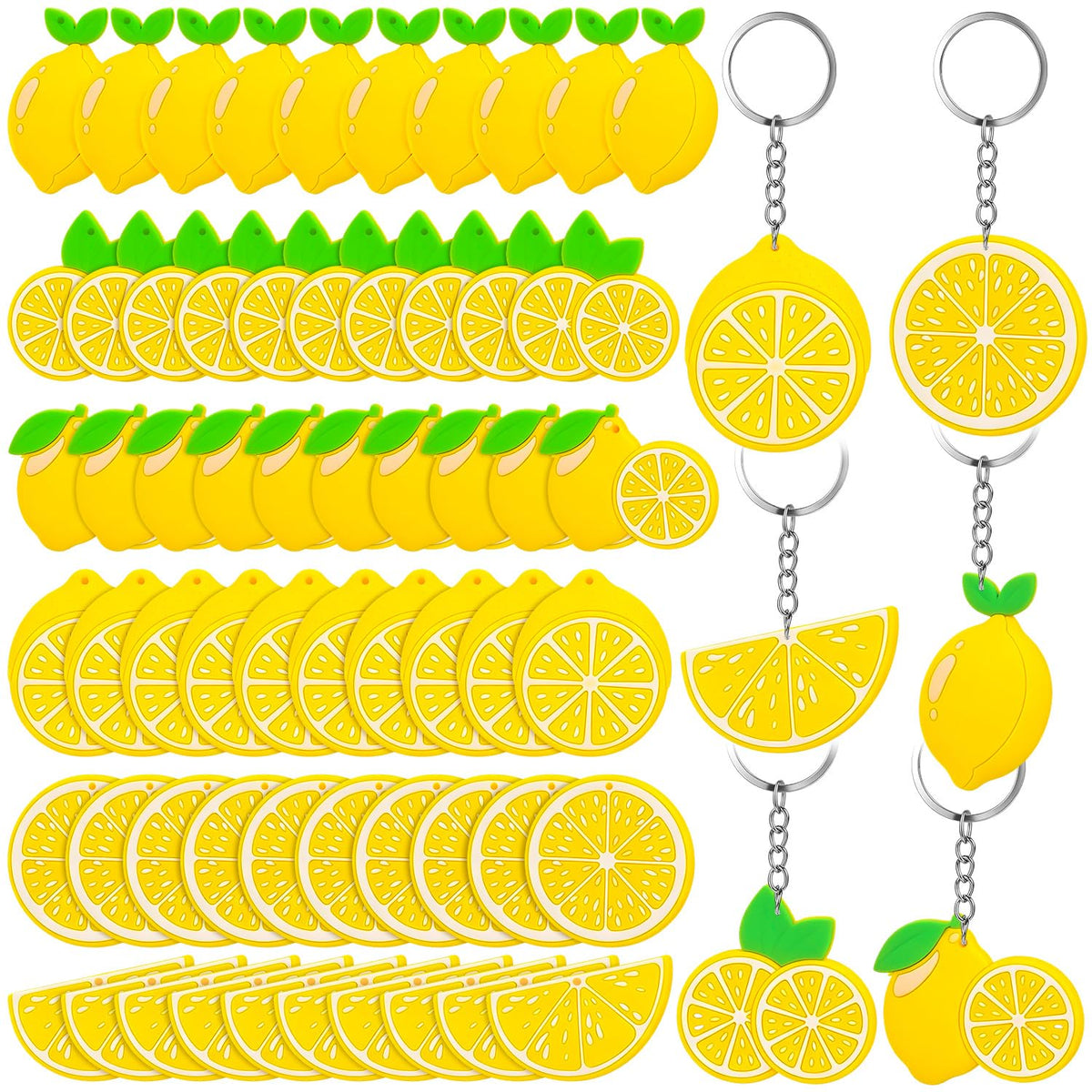 30Pcs Lemon Keychains Lemon Party Favors, Cute Summer Fruit Keychains