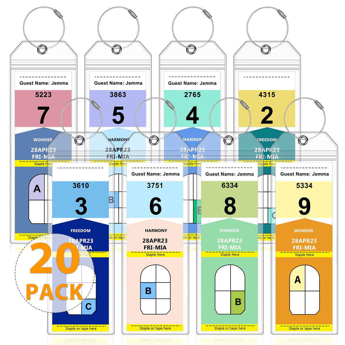 6 Pack Luggage Tags Travel Essentials & Cruise Essentials 2026-2027 for Carnival, NCL, Princess, Costa, MSC Cruise Ships by SEAVILIA