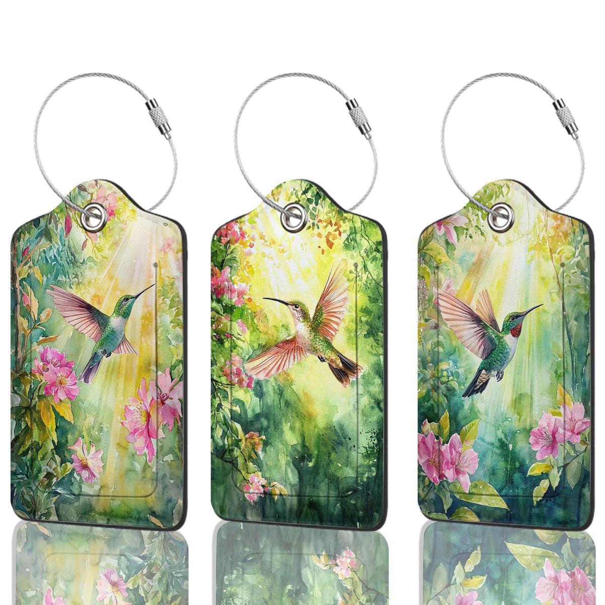 3 Pack Luggage Tag for Suitcase Leather Travel Cruise Luggage Tag with Stainless Steel Loop Name ID Label Privacy Cover for Adults Teens Travel Bag Labels Set (Mountain Forest Lake)