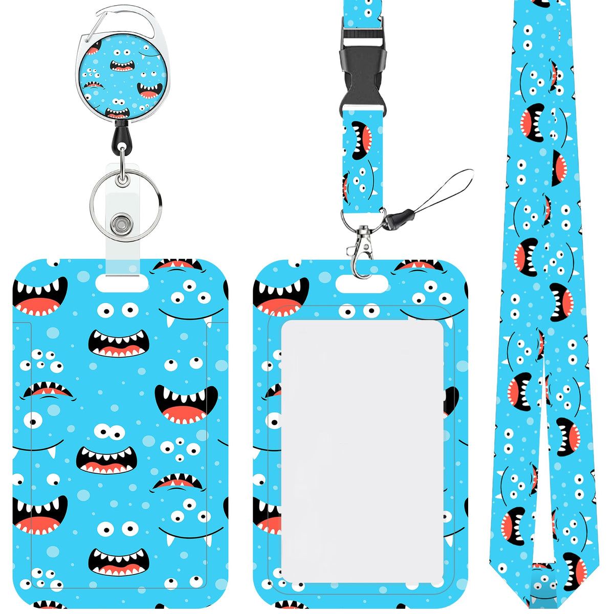 Cartoon Mushrooms Chickens Lanyards for ID Badges Retractable Removable Neck Lanyard with Badge Reel Vertical ID Work Badge Holder for Badge Holder Nurse Office Teacher