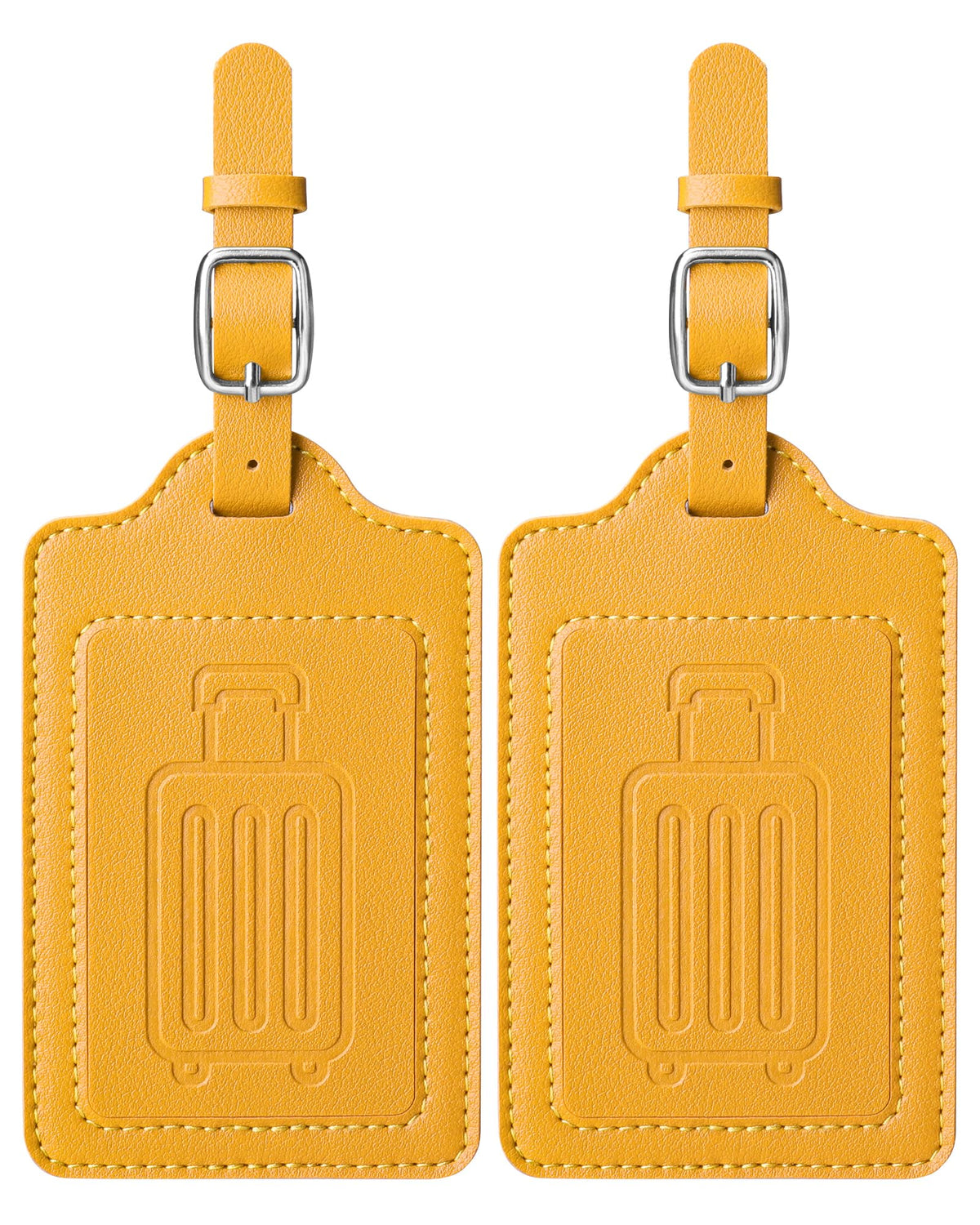 Teskyer Leather Luggage Tags for Suitcases, 2 Pack, Black