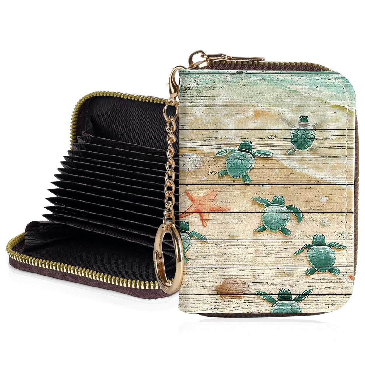 Credit Card Holder for Women,Small Rfid Wallet with Keychain Zipper,Cute PU Leather Card Case Wallet，Accordion Credit Card Wallets Gift,Cat Struck by Lightning