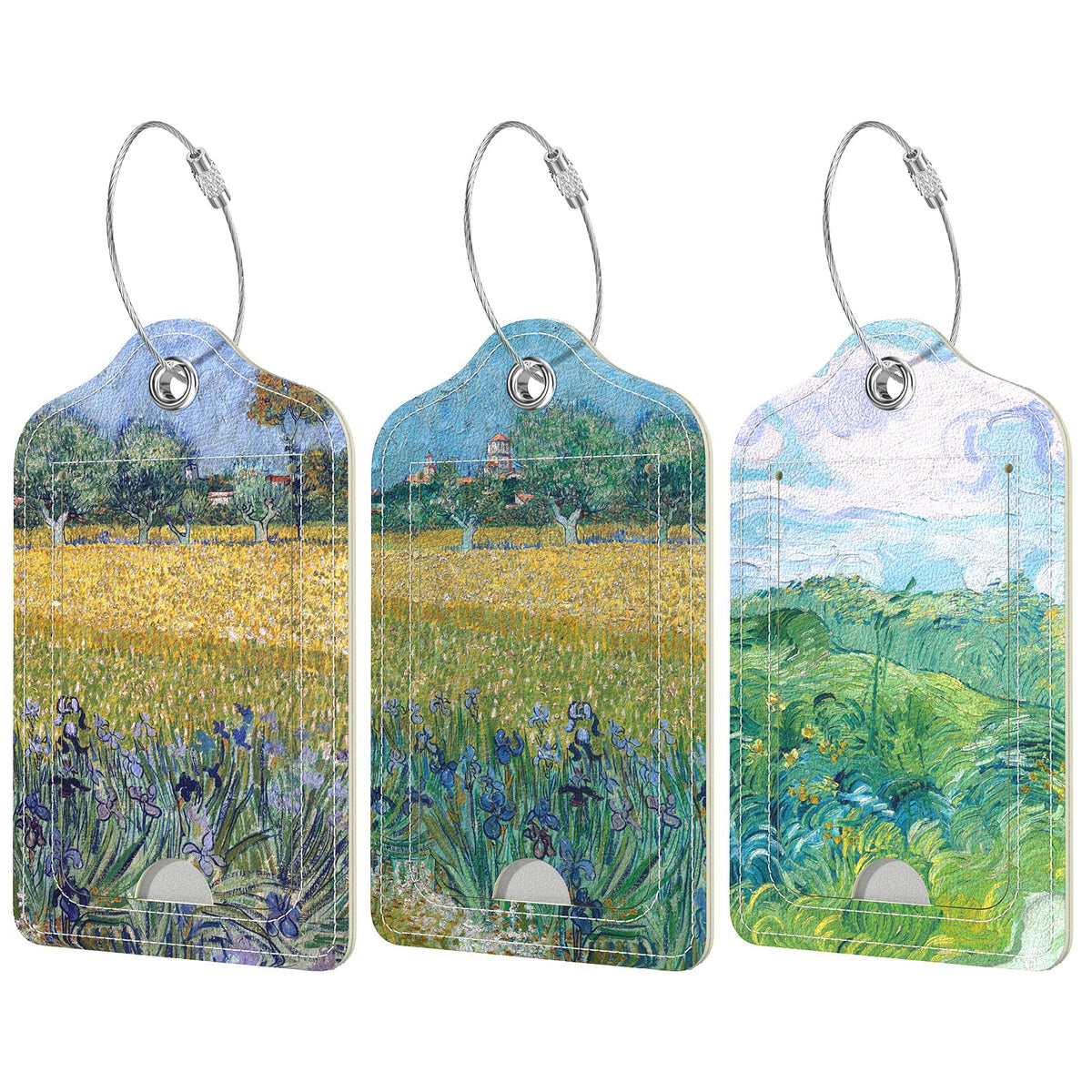 Rimilak 3 Pcs PU Leather Luggage Tags with Privacy Flap, Name ID Label