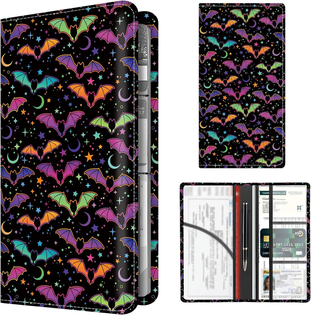 Premium Car Registration and Insurance Card Holder, Cute PU Leather Car Document Holder, Vehicle Glove Box Car Organizer with Magnetic Closure for Driver License, Cards Cartoon Animals