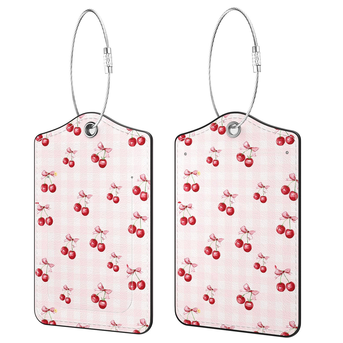 2 Pack PU Leather Luggage Tags for Suitcases, Black Gold Marble